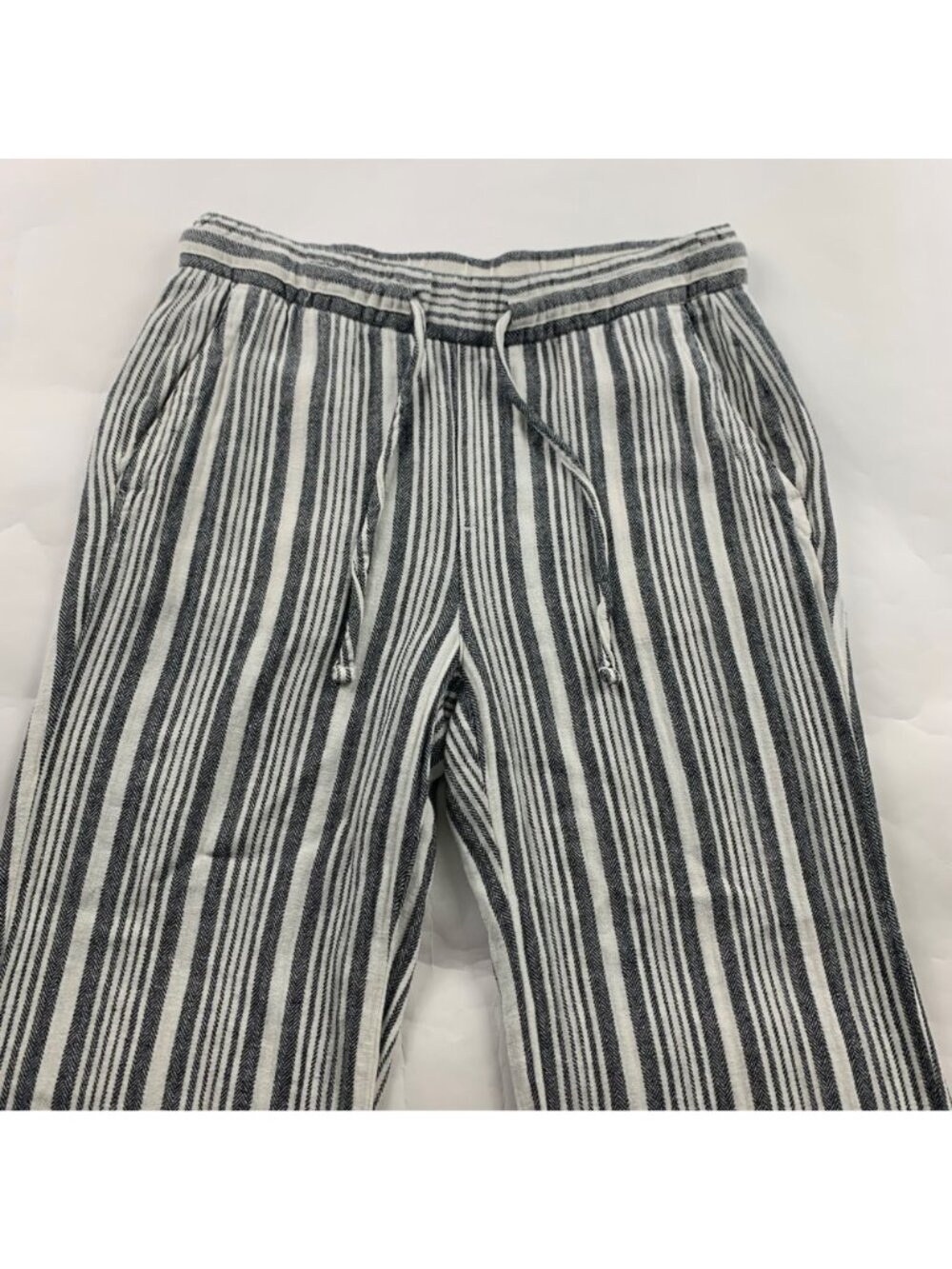 Old Navy Black Natural Stripe Linen Blend Wide Leg Lounge Pant S - Picture 2 of 6